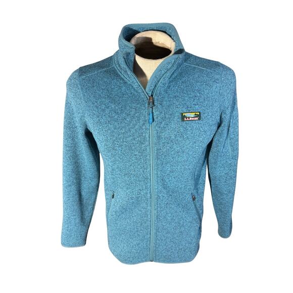 LL Bean Women Sweater Fleece Full Zip Jacket Active Outdoor Gorpcore Size M Teal - Picture 1 of 7